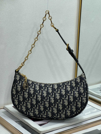 D*or cd lounge bag blue D*or oblique jacquard 26 x 15x 5.5 cm