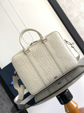 D*or briefcase white D*or gravity leather and white grained calfskin 37 x 28 x 6 cm