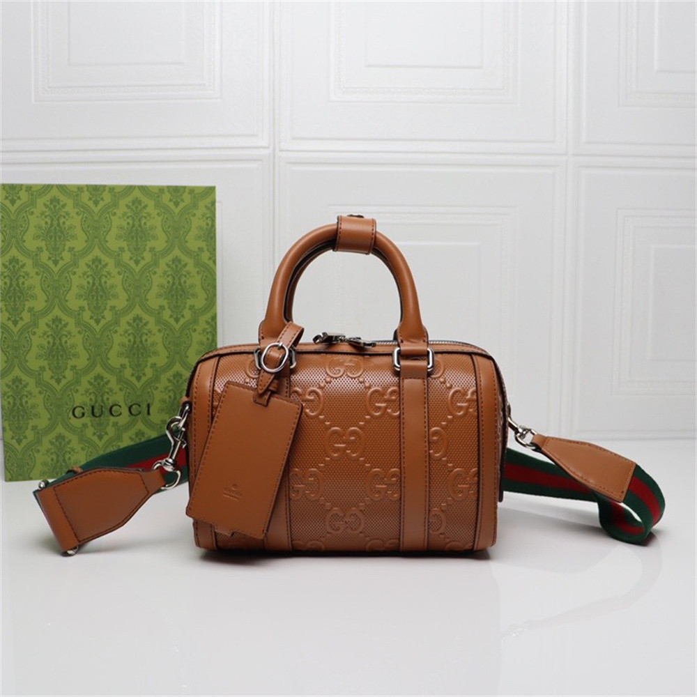 G*u*i jumbo gg mini duffle bag brown 8.6"w x 5.9"h x 4.9"d