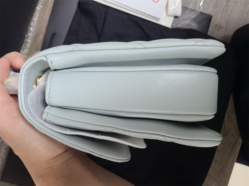 Ch*el flap bag with top handle 6.6 × 9.8 × 4.7 in
