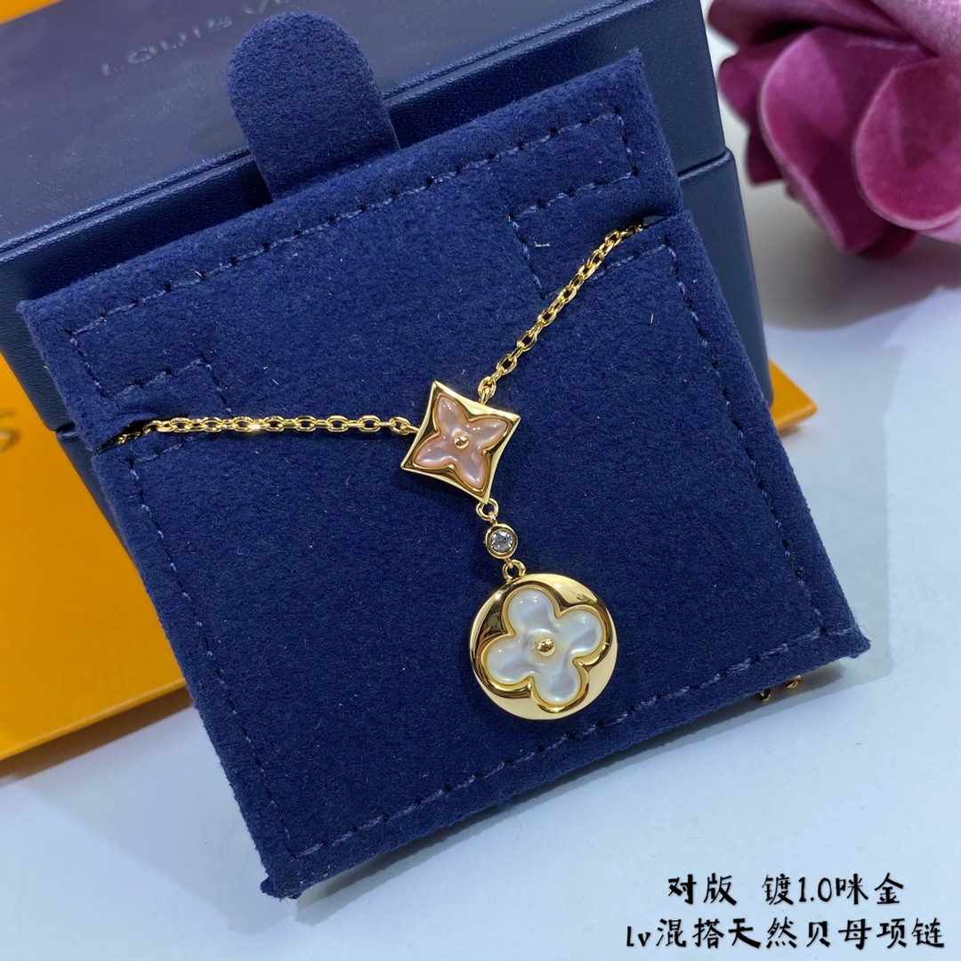 l0*is V*t0n two-flower mandarin duck necklace