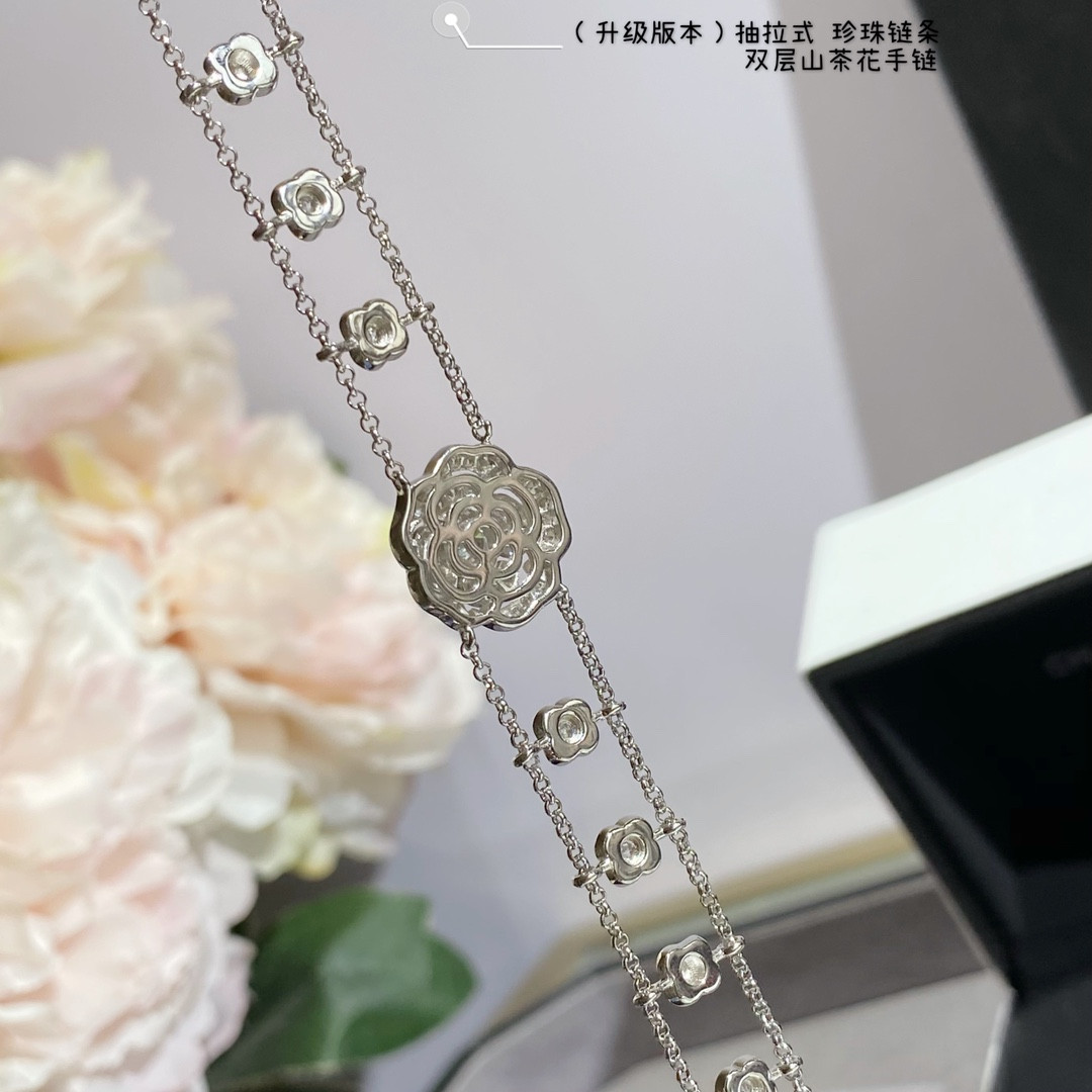 Ch*el camellia double bracelet