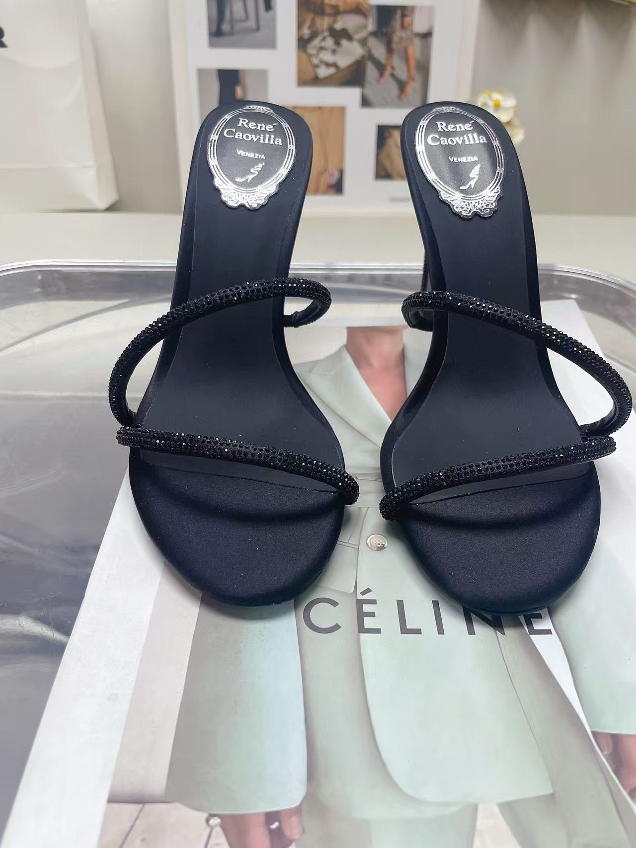 ua rené Ca0v1LLa open-toe crystal-embellished sandals 95mm