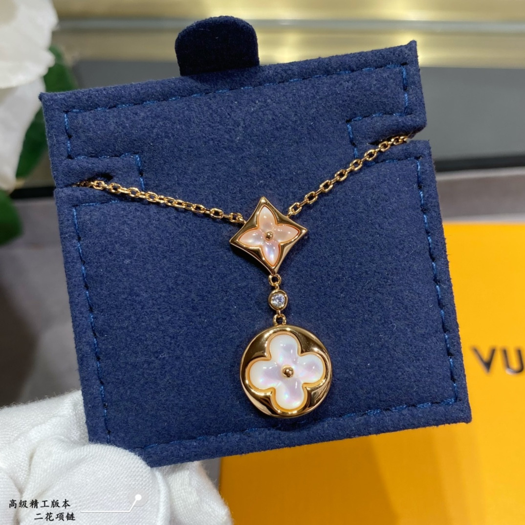 l0*is V*t0n two-flower mandarin duck necklace