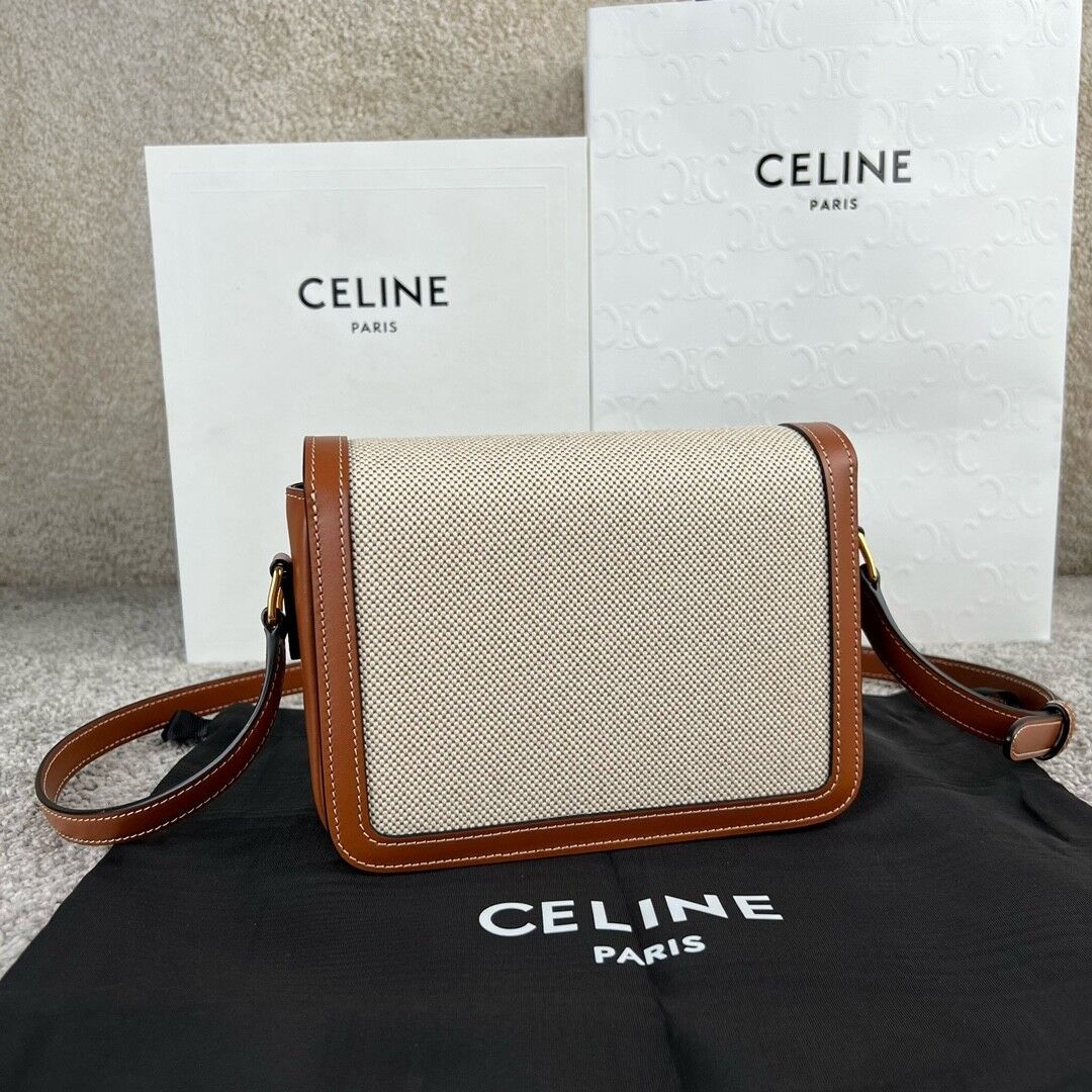 Ce**e teen triomphe bag in textile and calfskin 18.5x13.5x7cm