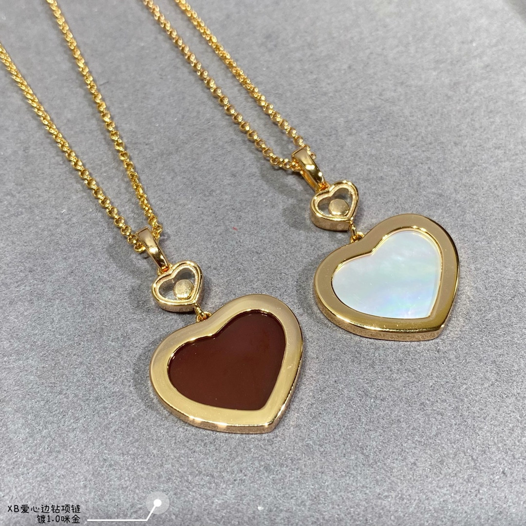 Ch0pard heart-shaped edge di*m*nd mother-of-pearl necklace