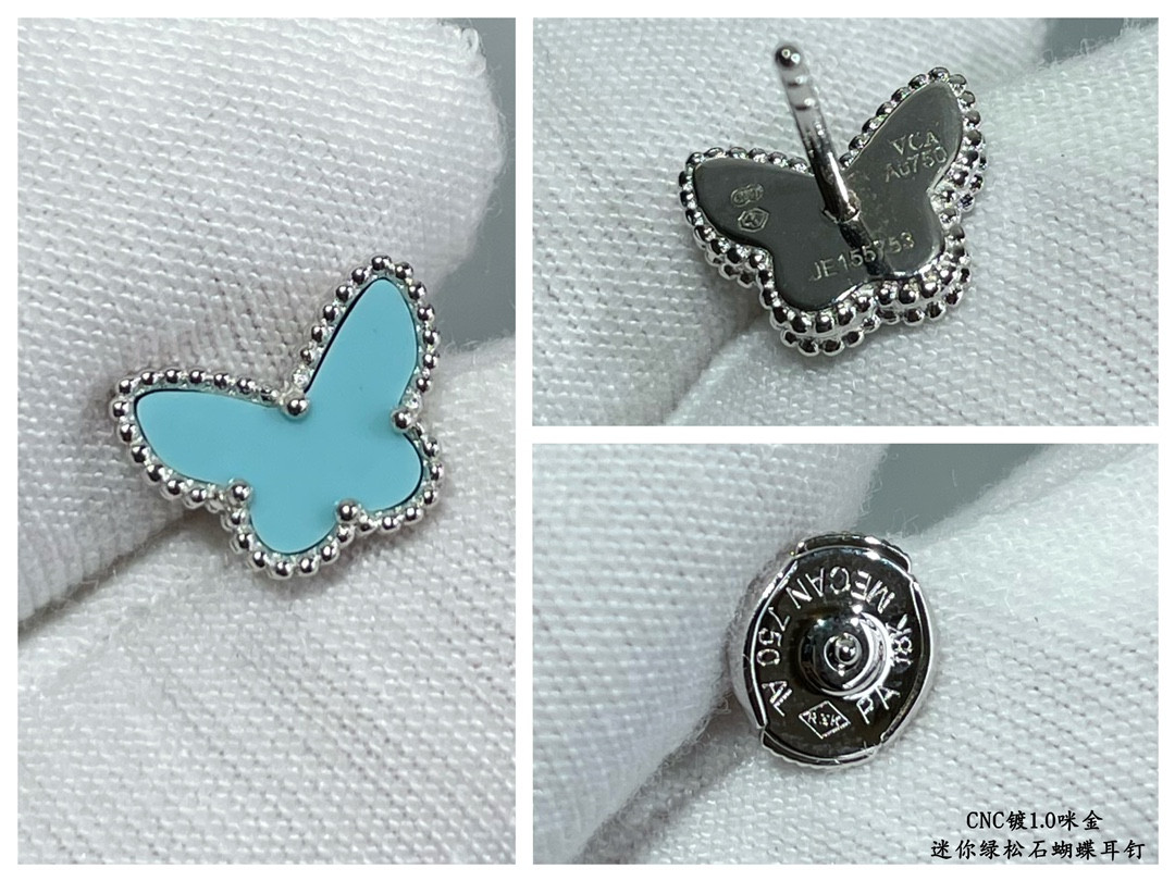 V*N CL*F & arpels turquoise mini butterfly stud earrings