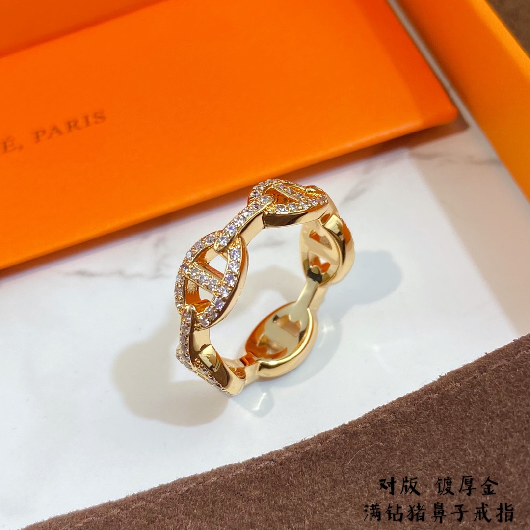 H**mes fully di*m*nd-encrusted collier de chien ring