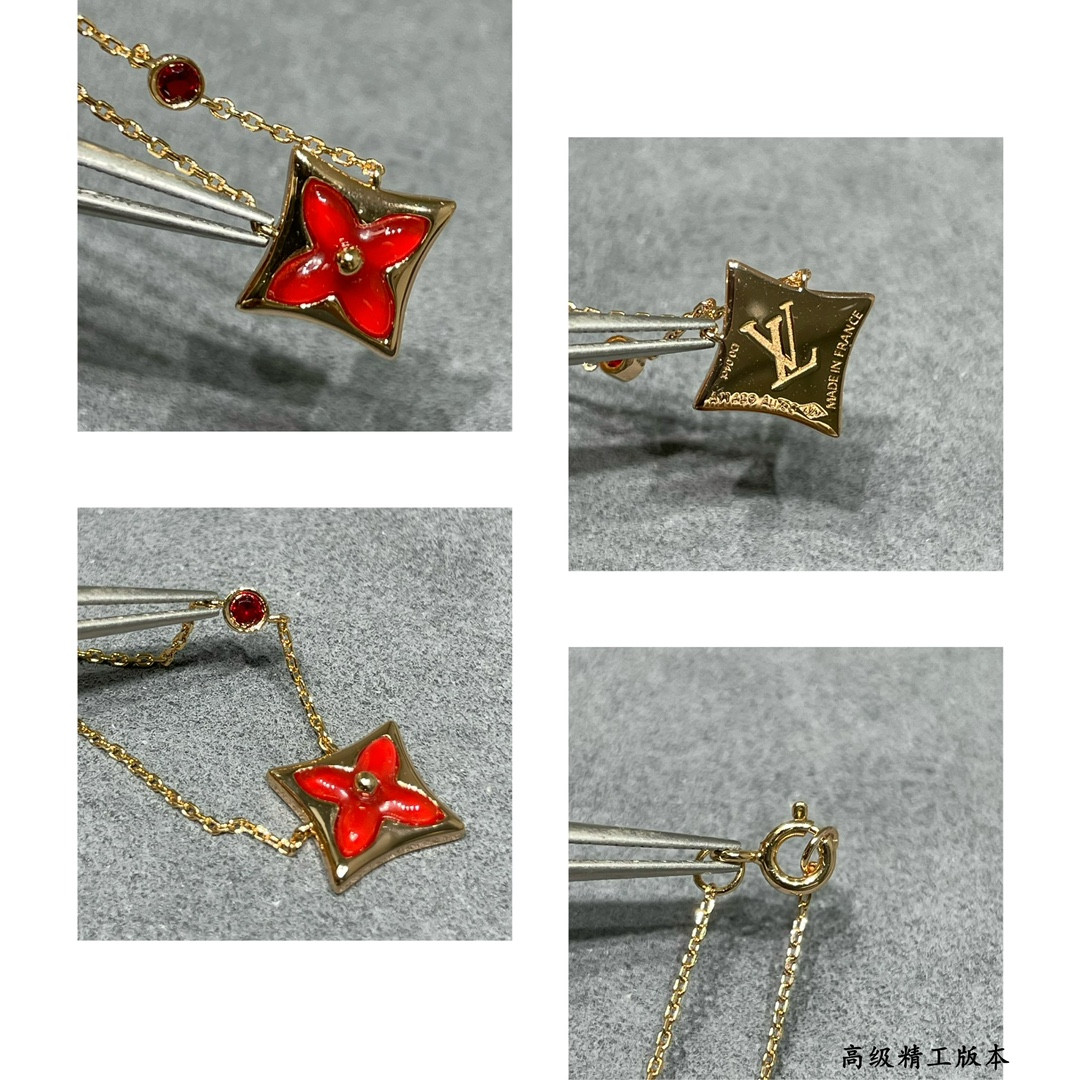 l0*is v*t0n square red Di*m*nd mother-of-pearl necklace