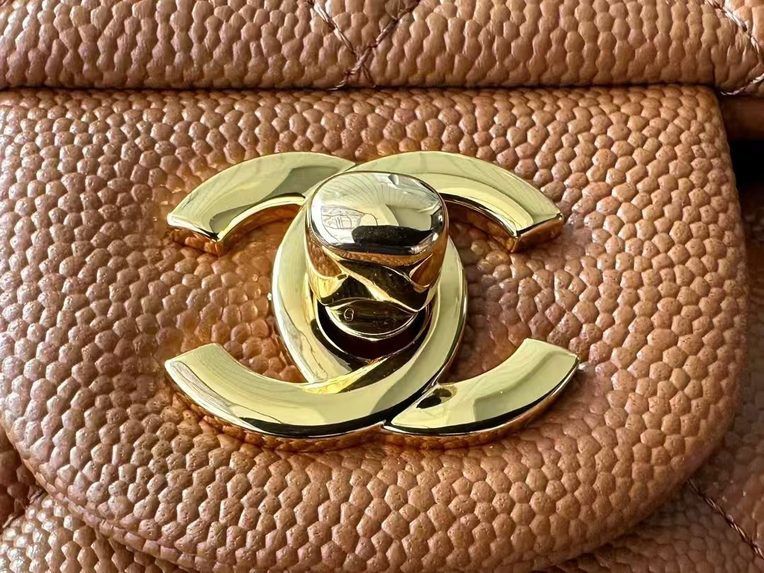 Ch*el small classic handbag grained calfskin 14.5×23×6cm
