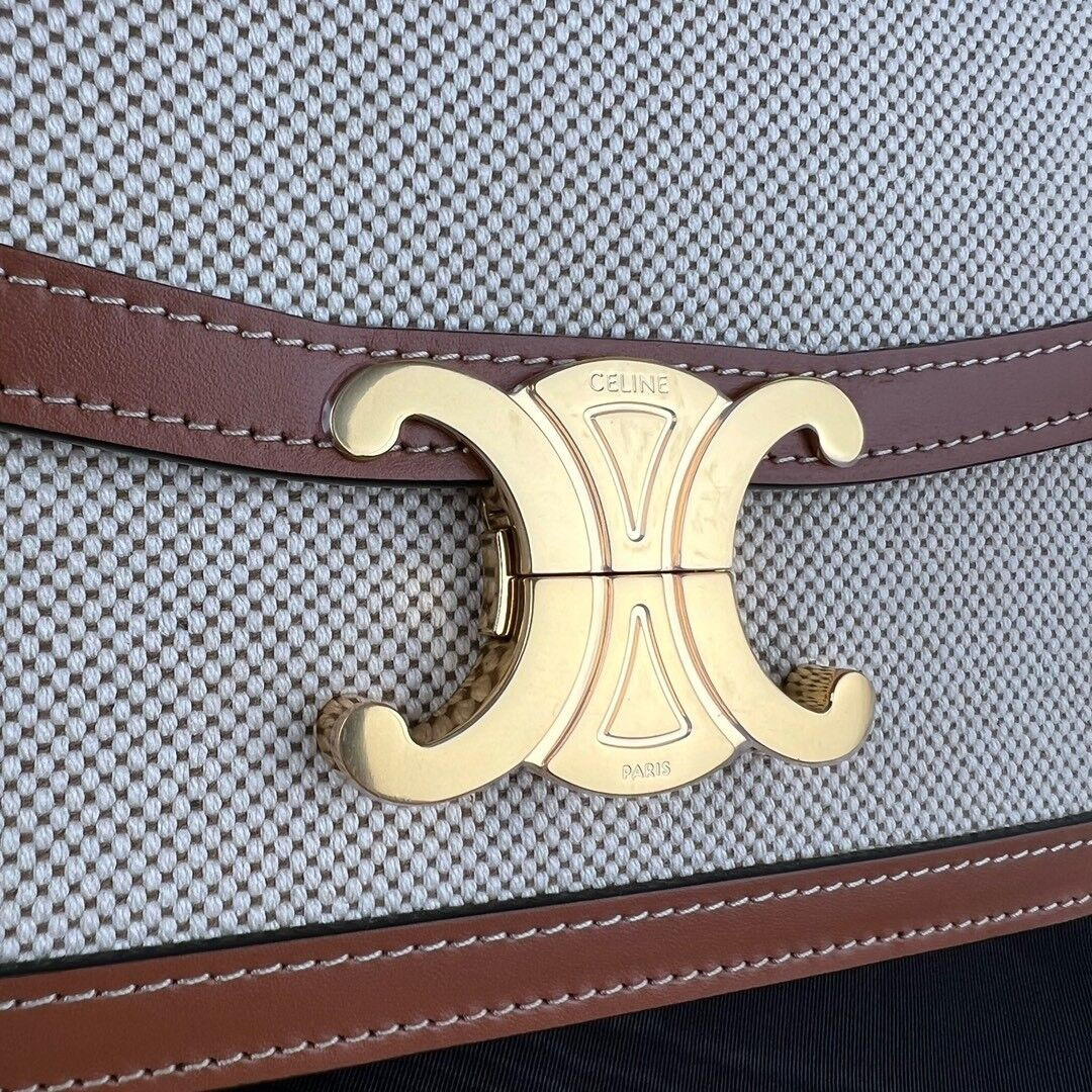 Ce**e teen triomphe bag in textile and calfskin 18.5x13.5x7cm