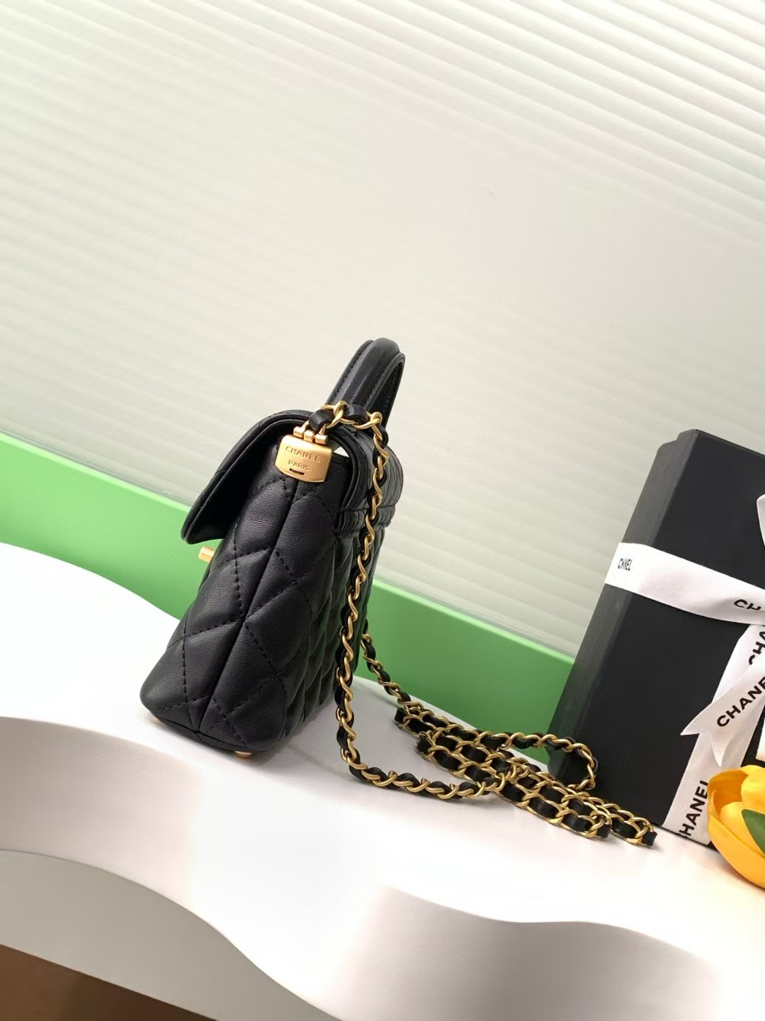 Ch*el flap handle bag 14x20x6cm