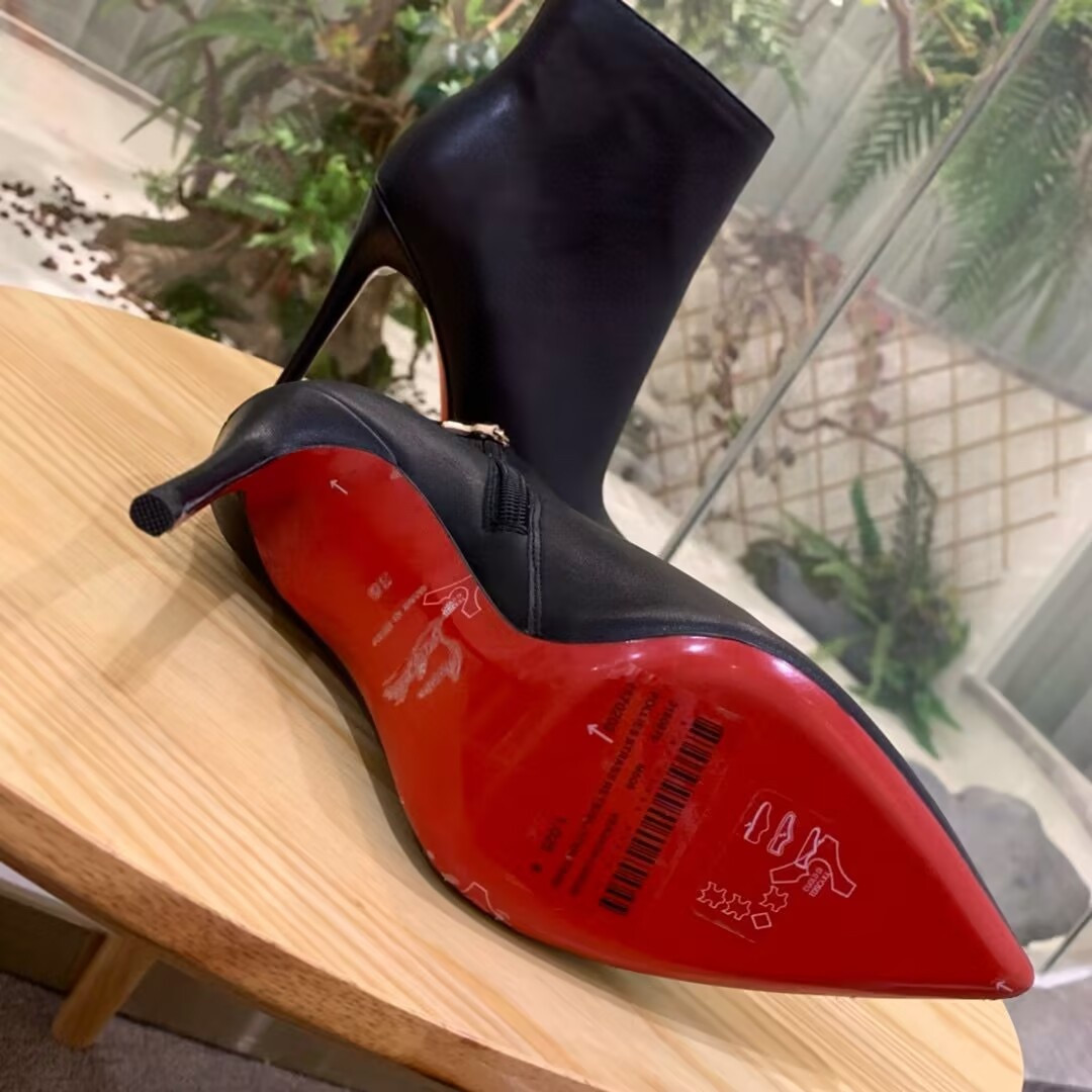 ua Ch**an louboutin miss z booty 100 mm low boots calf leather black