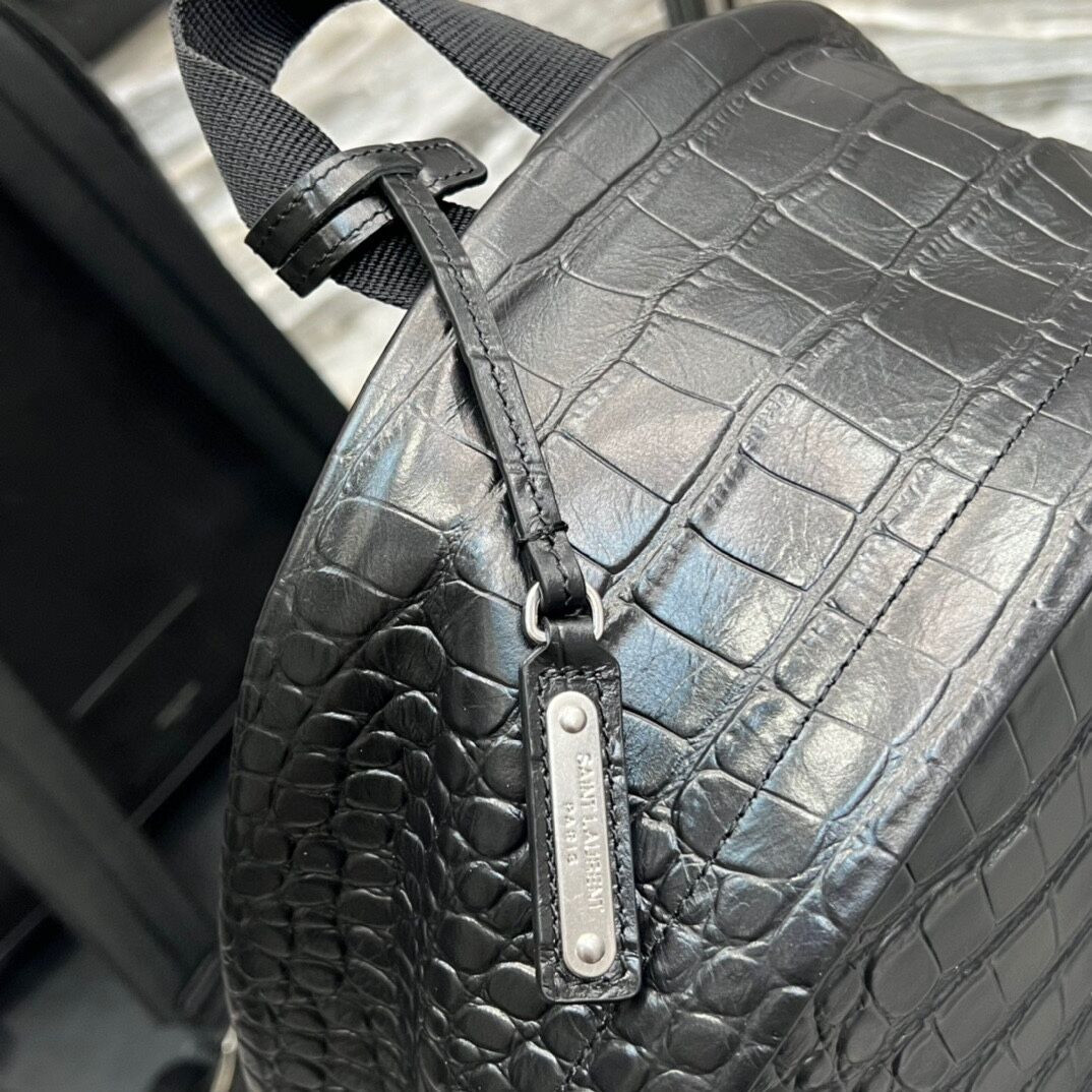 Y*L city backpack in crocodile-embossed leather 12.2 x 16.1 x 8.6 inches