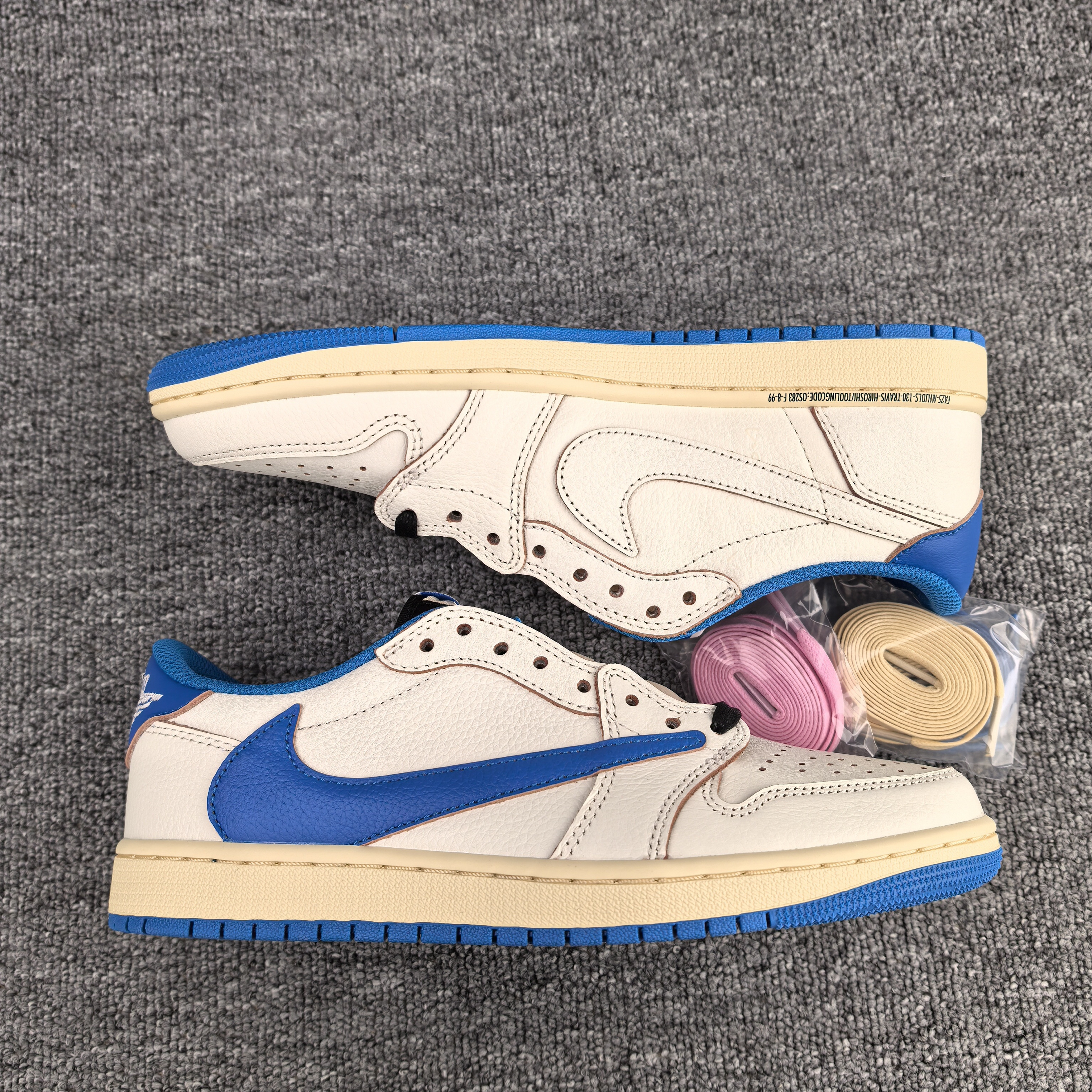 UA Air Jordan 1 Retro Low OG SP Fragment x Travis Scott Sail Military Blue