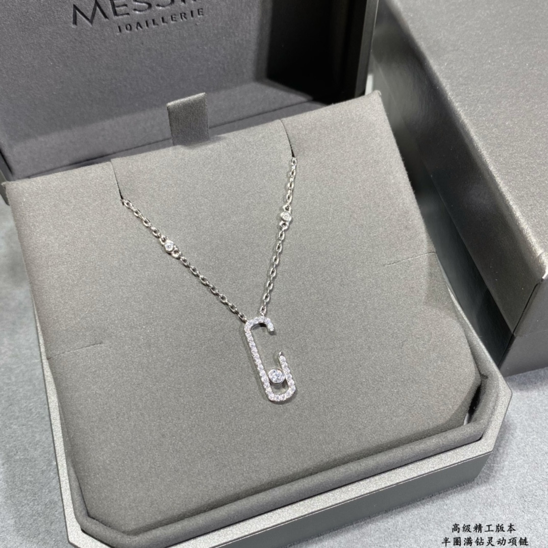 Mes1kaa semi-hoop full di*m*nd moving necklace