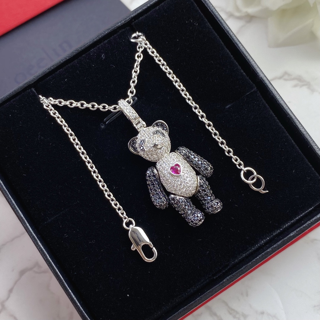 Qee1in love heart bear pendant necklace
