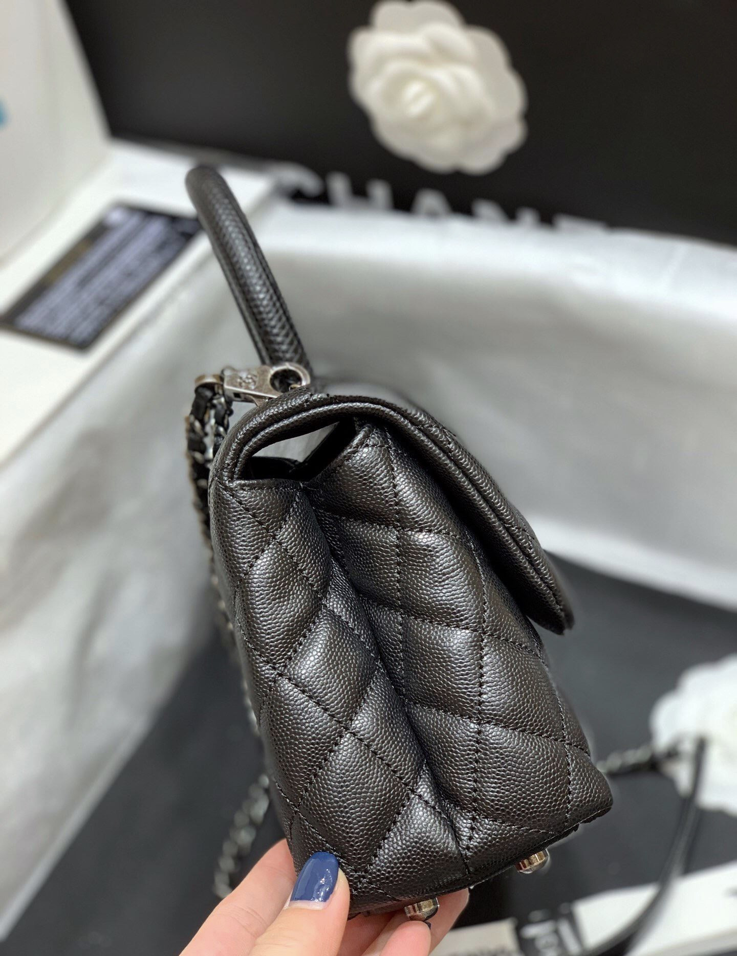Ch*el samll coco handle bag