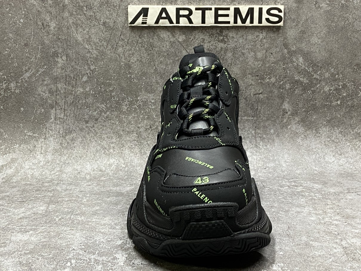 Balenciga Triple S Allover Logo Black Green