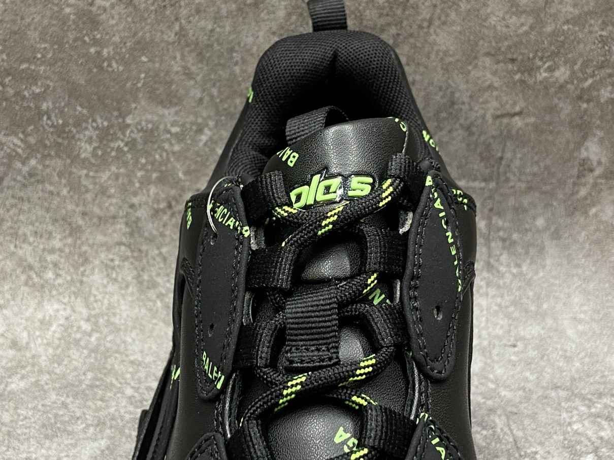 Balenciga Triple S Allover Logo Black Green