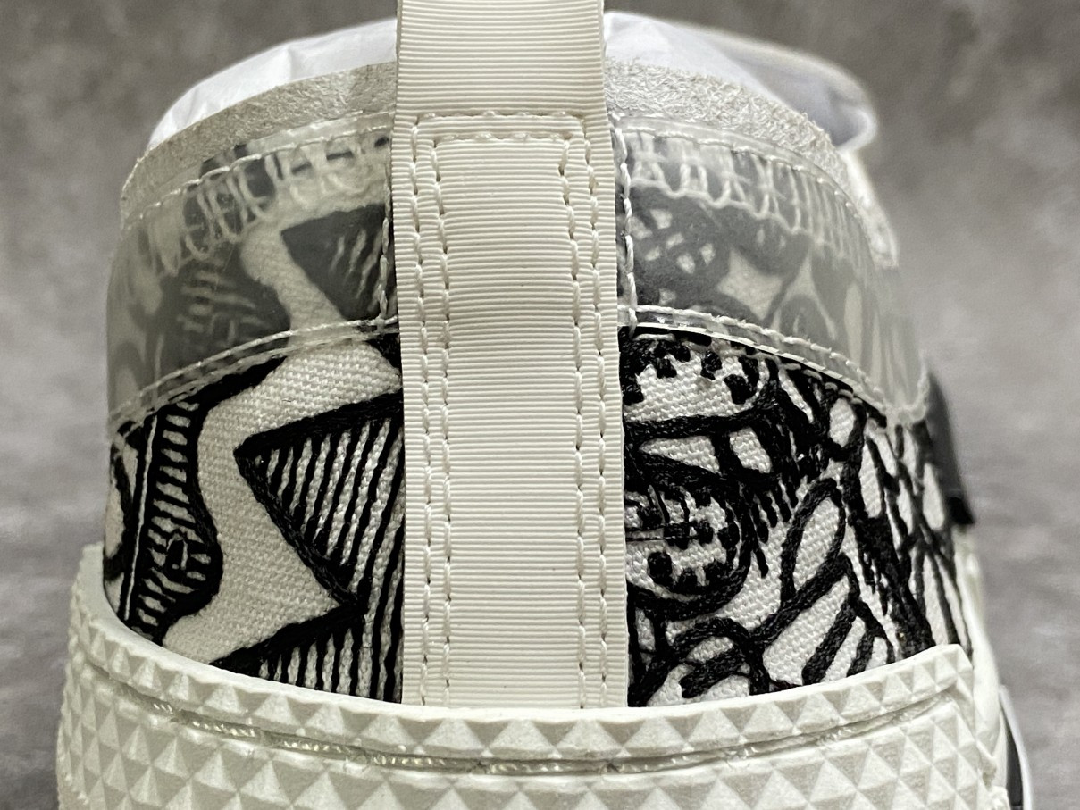 D*or and shawn b23 slip on black white embroidery