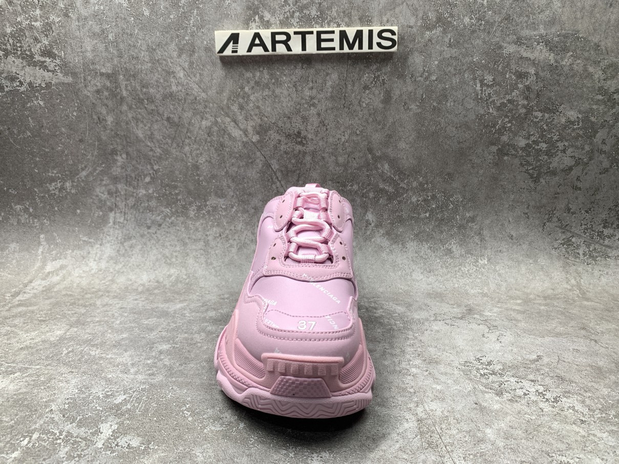 Balenciga Triple S Allover Logo Pink