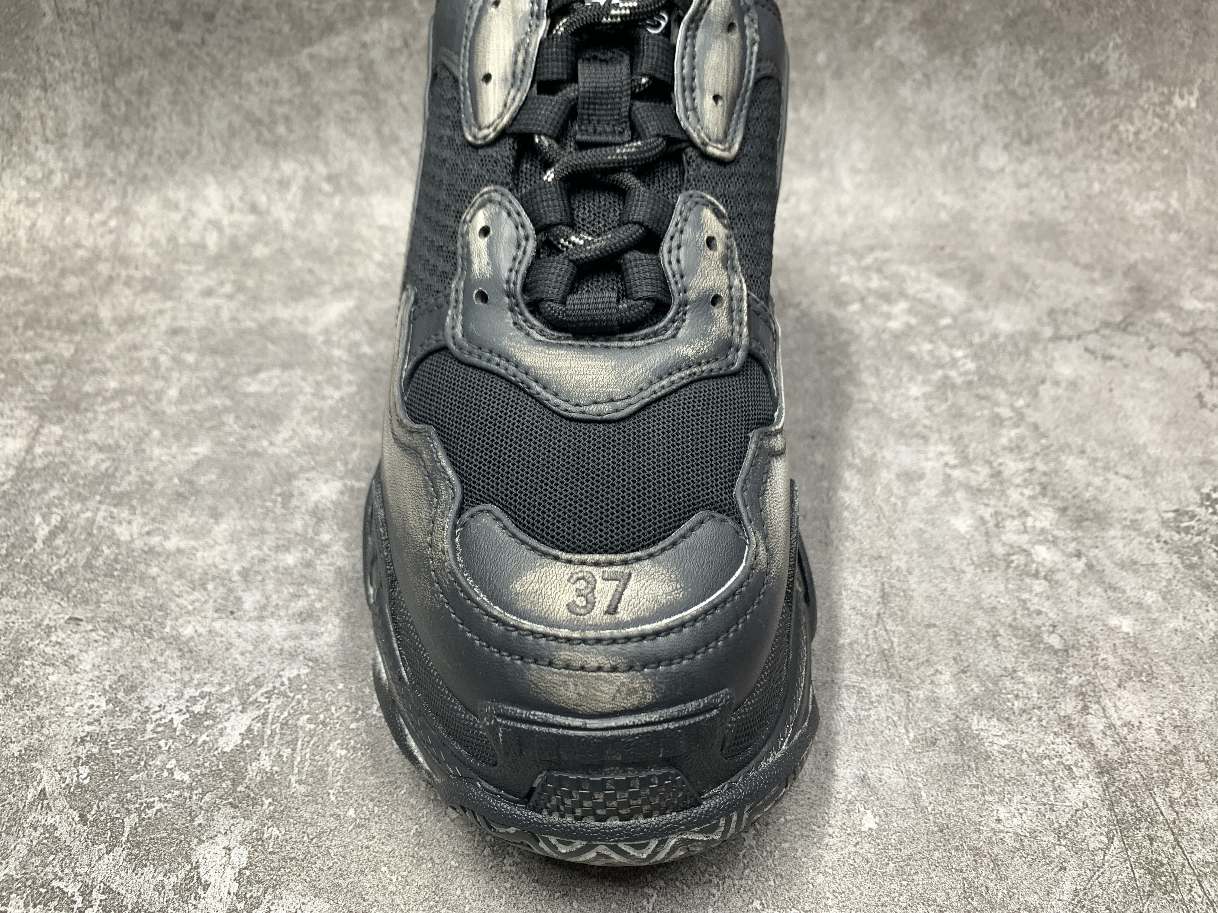 Balenciga Black Faded Triple S Sneakers