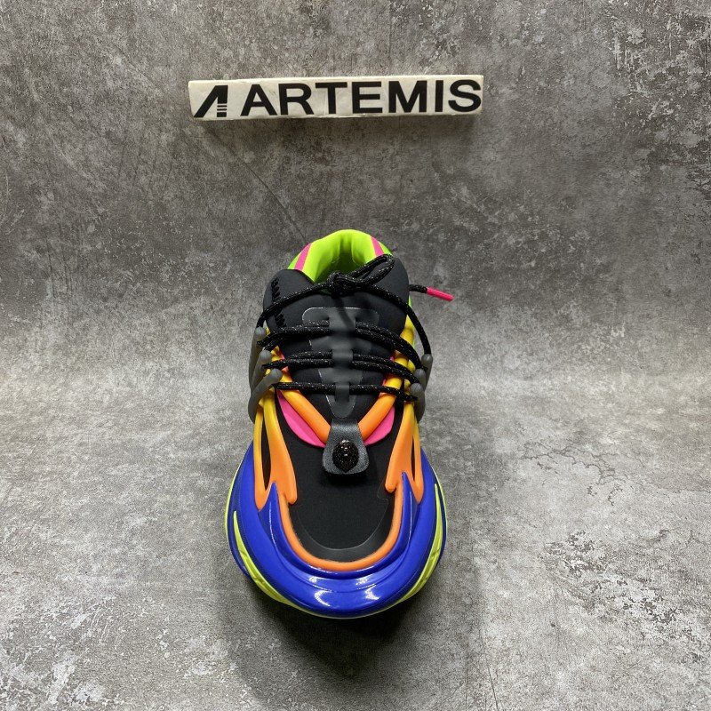 Balmain Multicolor neoprene and calfskin Unicorn low-top sneakers