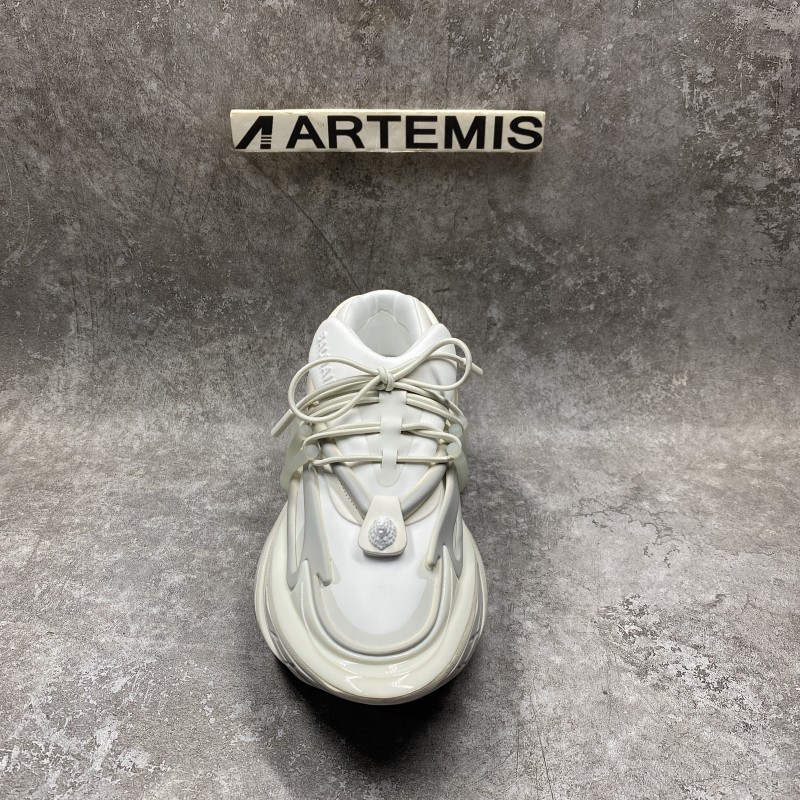 Balmain Neoprene and calfskin Unicorn low-top sneakers
