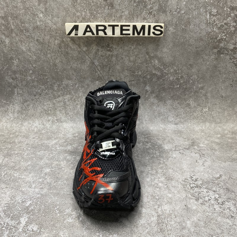 balenciga Gr*ffiti runner sneaker in black