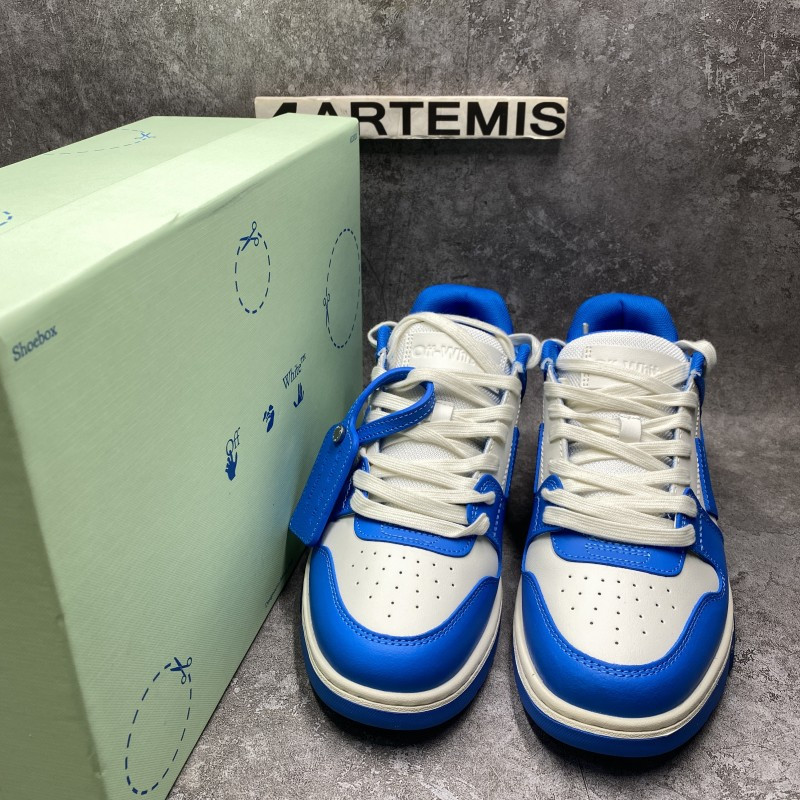OFF-WHITE Out Of Office OOO Low Tops White Blue
