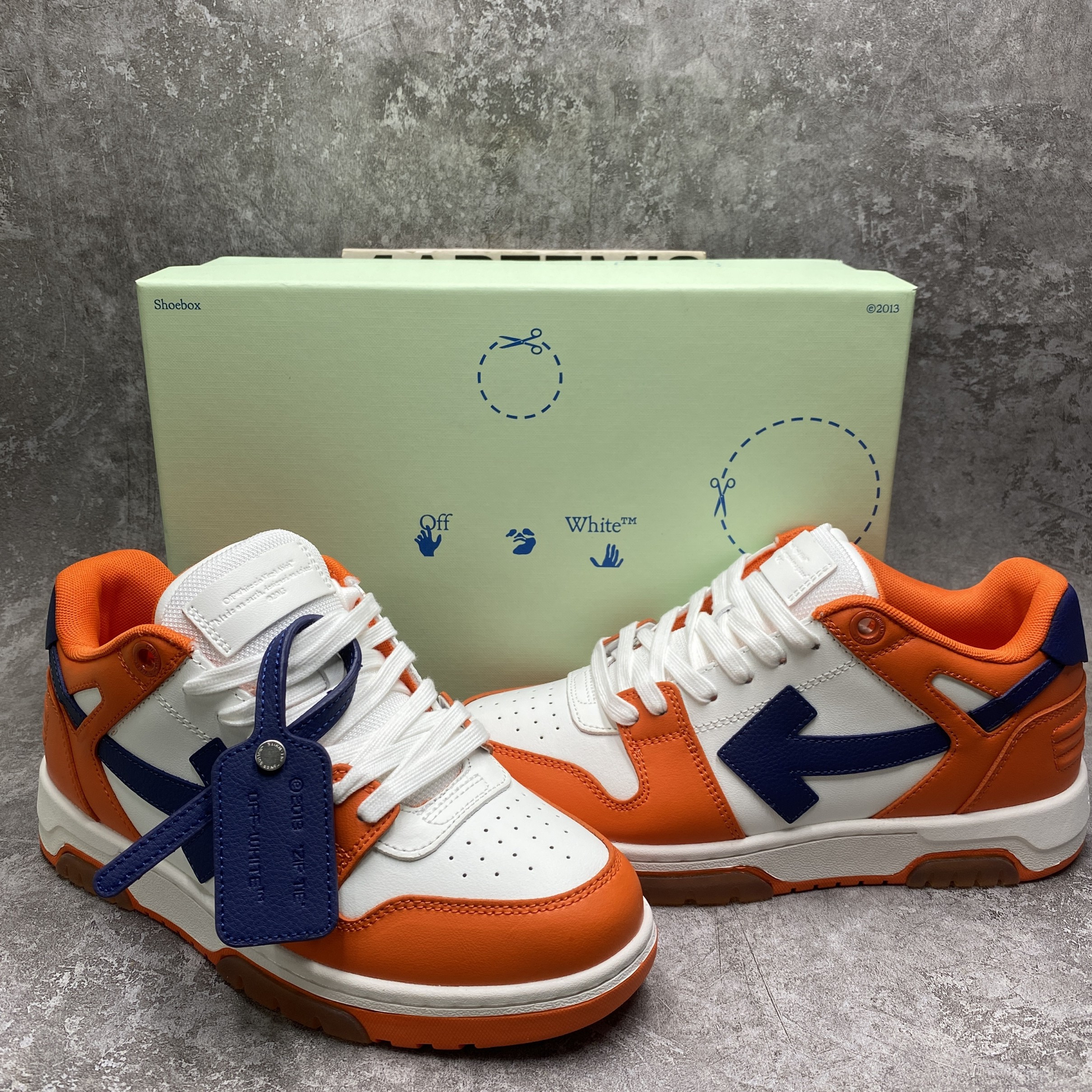 OFF-WHITE Out Of Office OOO Low Tops White Orange Blue