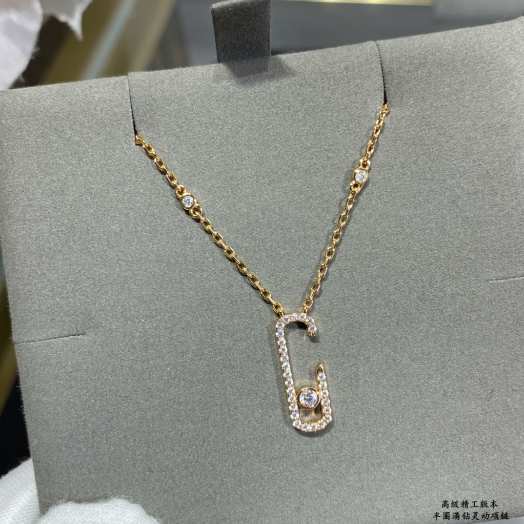 Mes1kaa semi-hoop full di*m*nd moving necklace