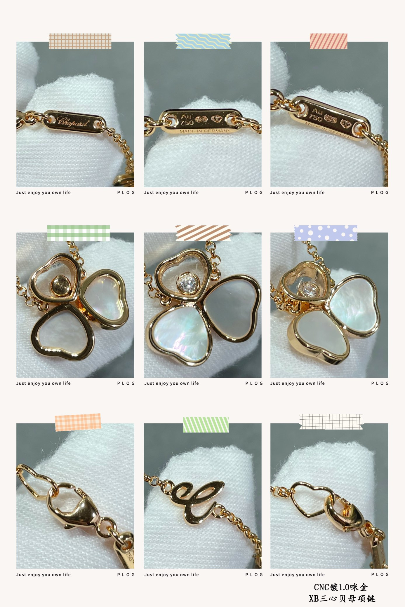 Ch0pard three heart mother of pearl necklace