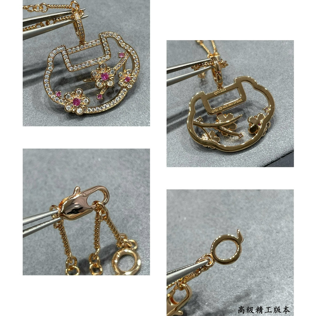 Qee1in three-flower ruyi lock necklace