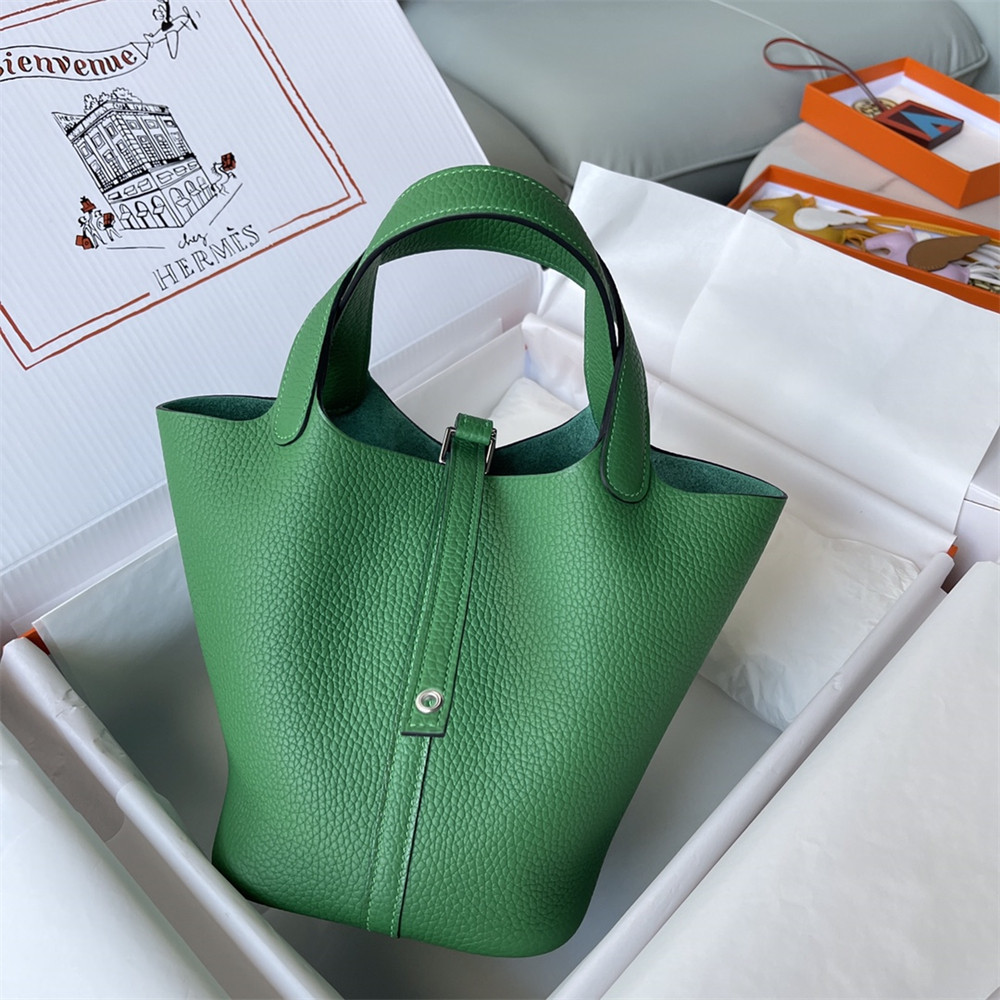 H**mes picotin 18cm bamboo green without original box