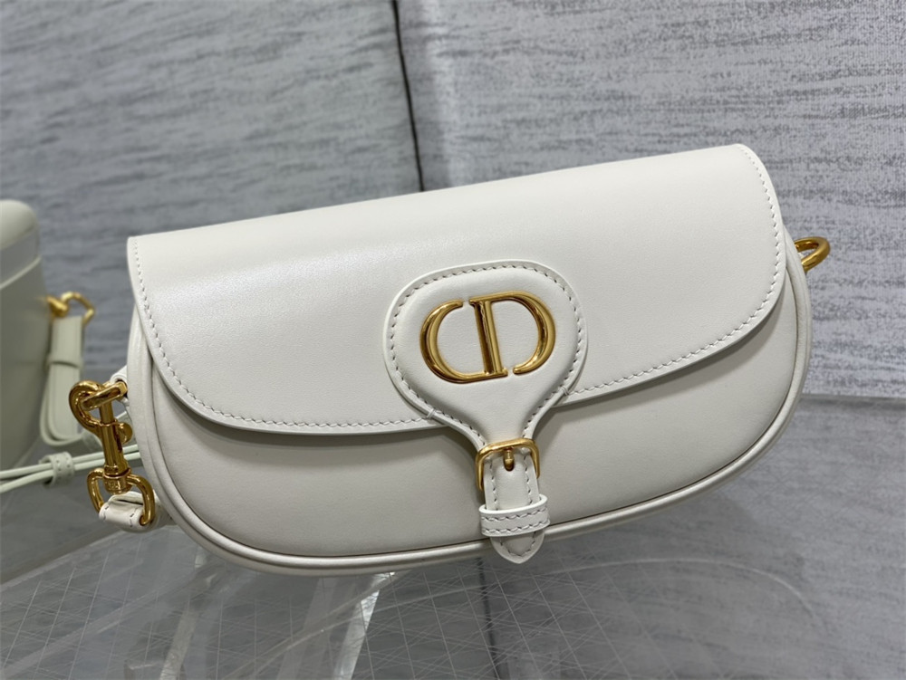 D*or bobby east-west bag latte box calfskin white