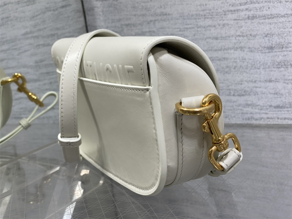 D*or bobby east-west bag latte box calfskin white