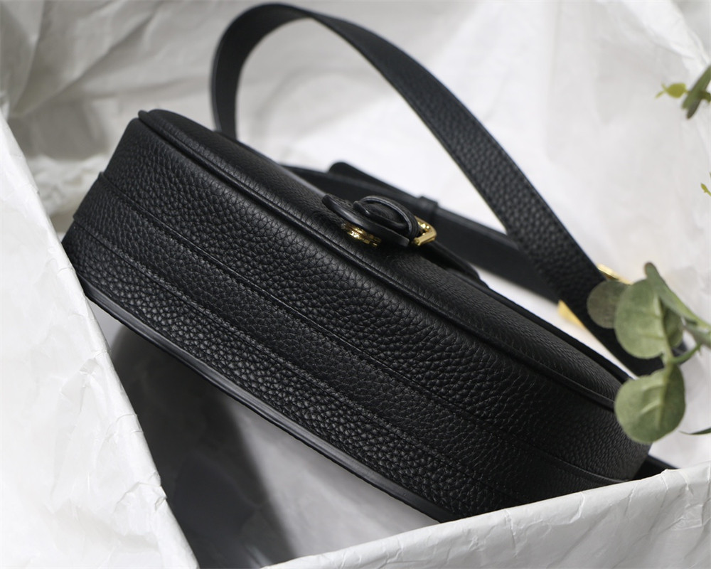 medium D*or bobby bag black grained calfskin
