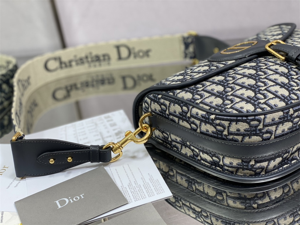 large D*or bobby bag blue D*or oblique jacquard