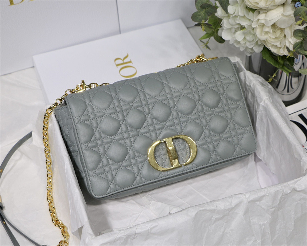 large d*or caro bag stone gray S*pple cannage calfskin 29 x 18 x 10 cm