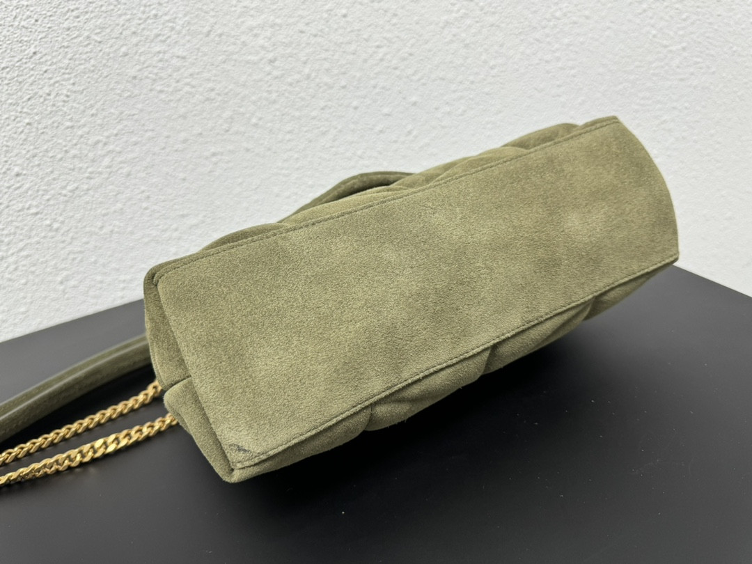 Y*L puffer small in shiny velvet pale olive