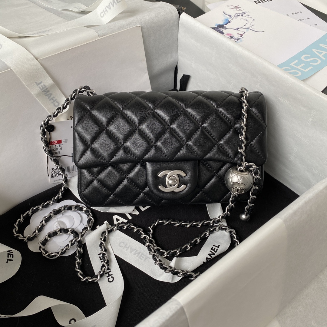 Ch*el mini flap bag 4.7 × 7.8 × 2.3 in