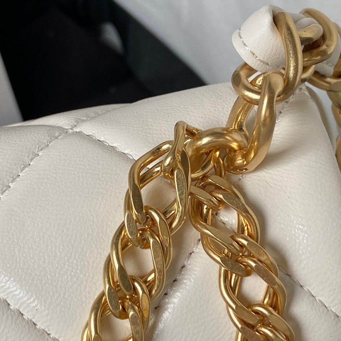 Ch*el mini flap bag white 4.7 × 7.8 × 2.3 in