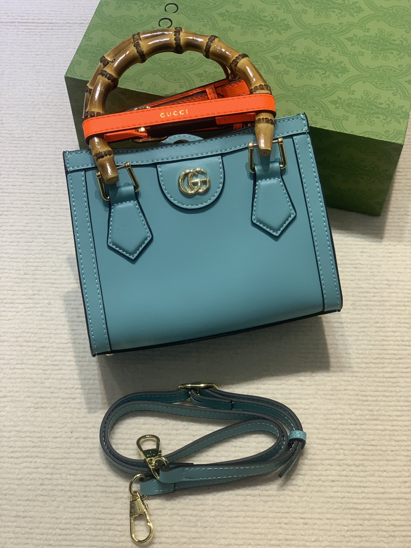 G*u*i diana mini tote bag blue 20w x 16h x 10d cm