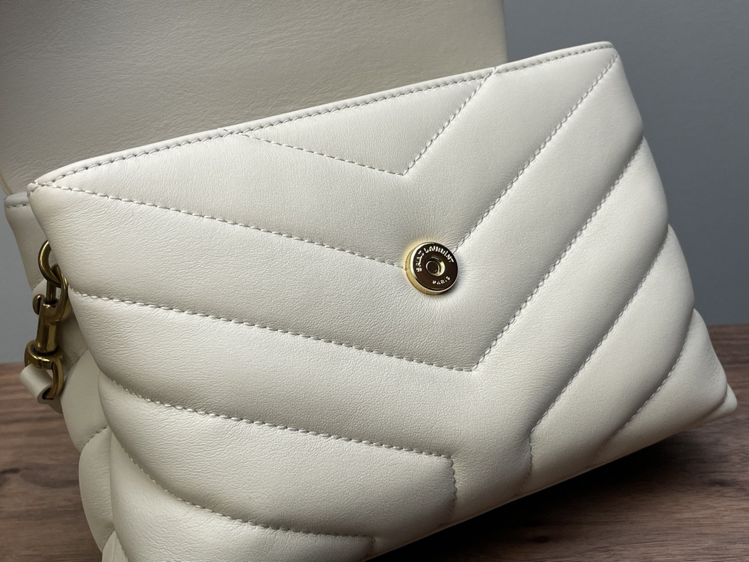 Y*L toy loulou in quilted leather white 7.9 x 5.5 x 3 inches