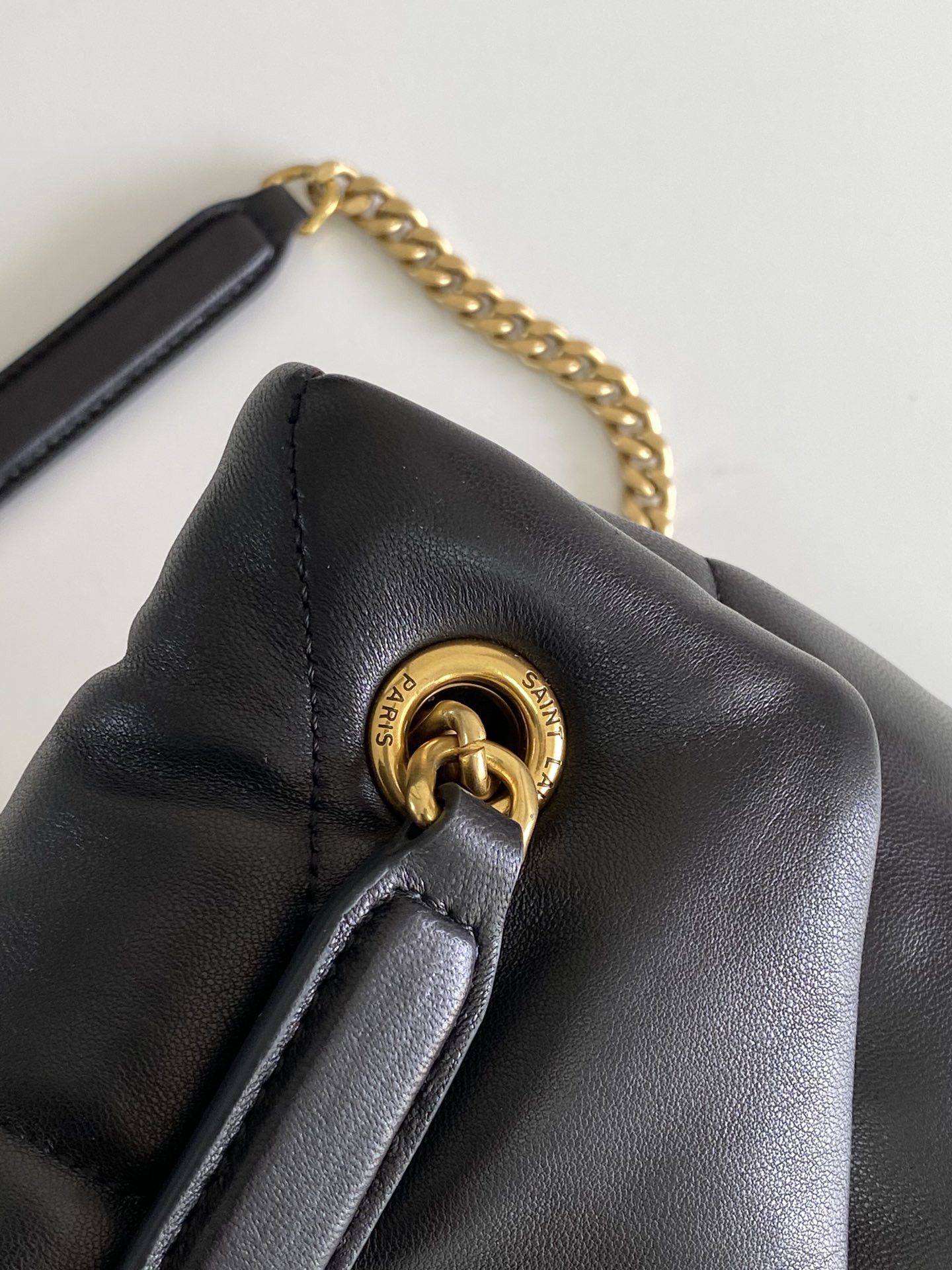 Y*L puffer medium in nappa leather black 13.7 x 9 x 5.3 inches
