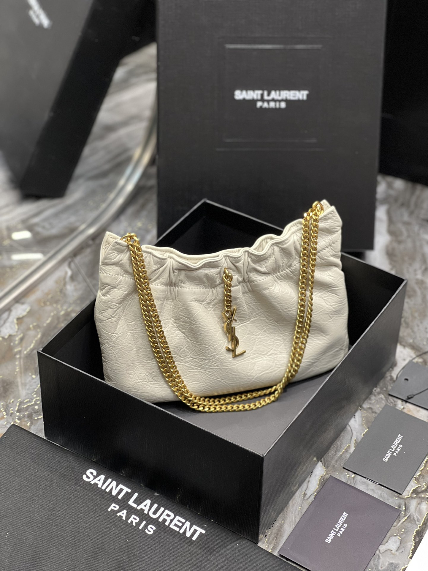 Y*L mini leather shoulder bag white 24x14x4 cm
