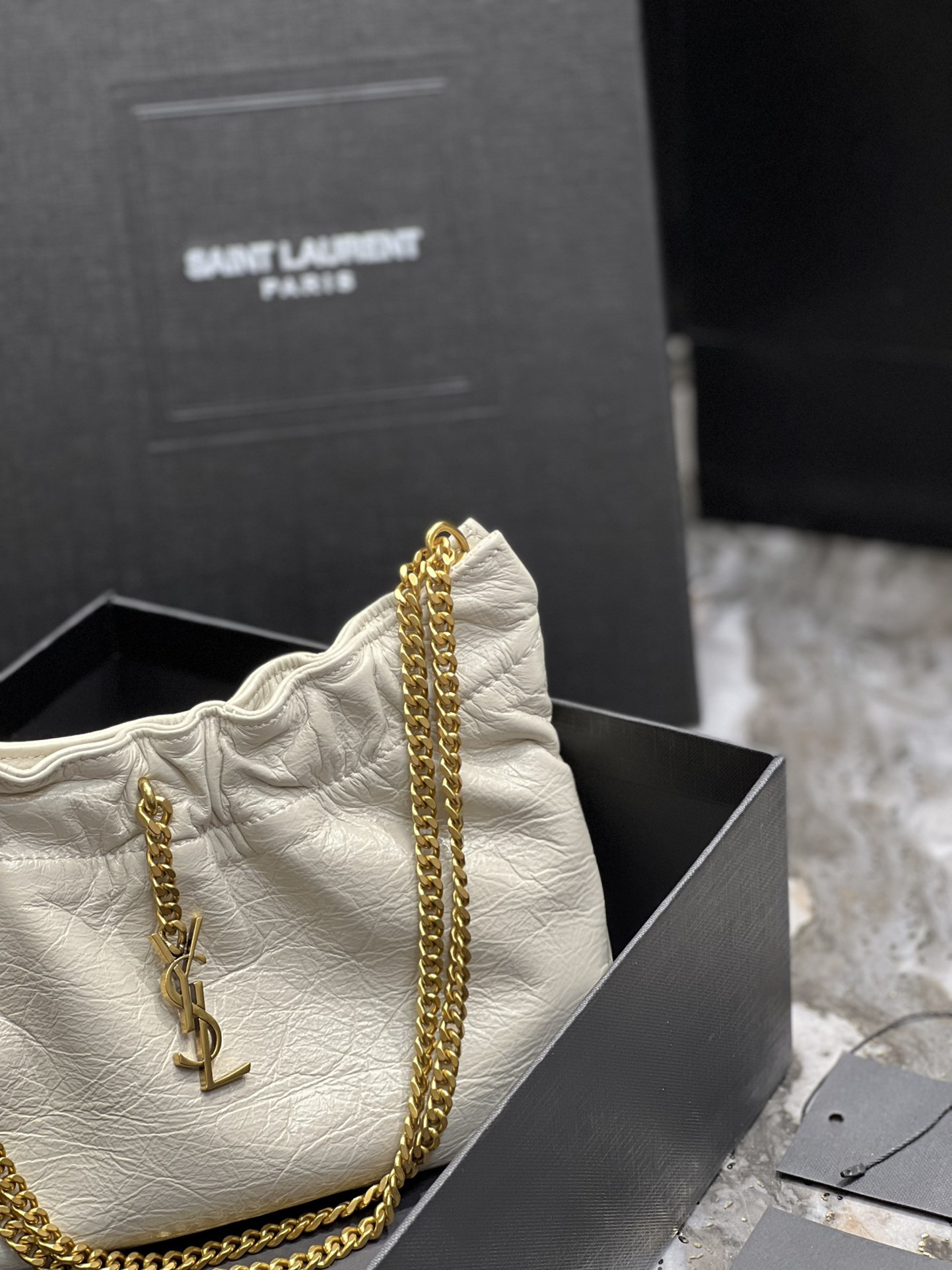 Y*L mini leather shoulder bag white 24x14x4 cm