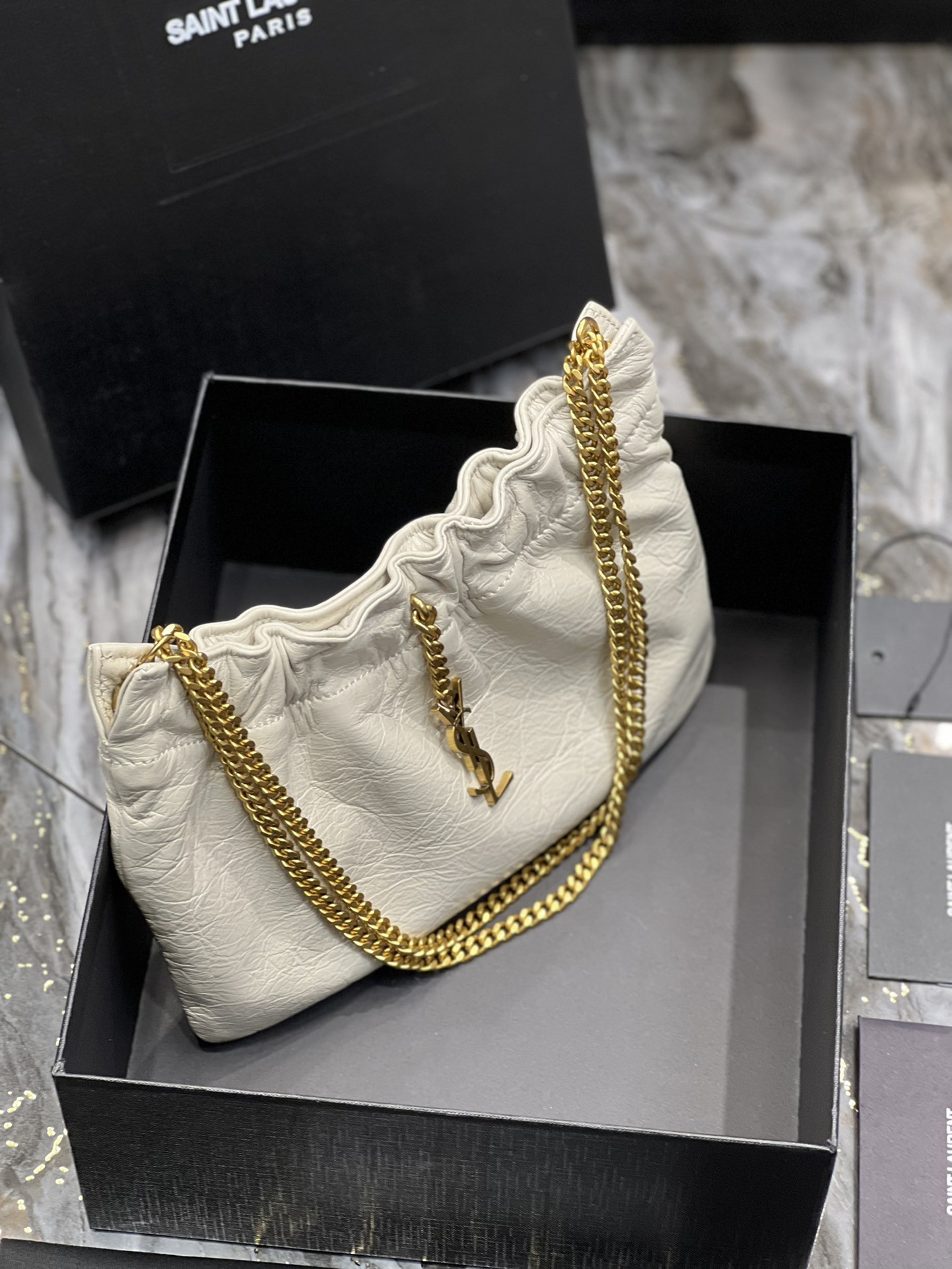 Y*L mini leather shoulder bag white 24x14x4 cm
